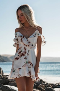 Floral Print Ruffle Tank Mini Cami Dress