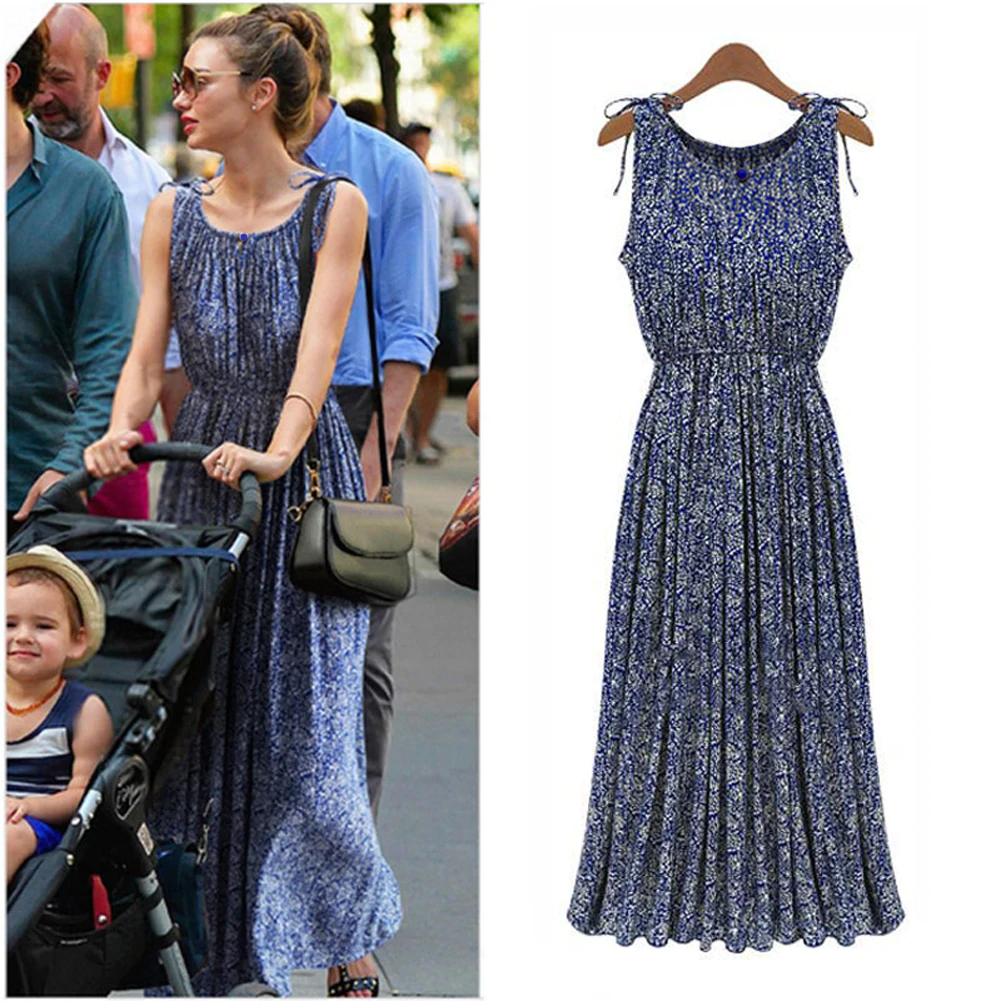 Floral Print Tie Shoulder Sleeveless Maxi Dress