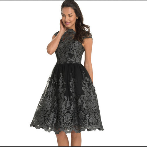 Short Sleeve Vintage Lace Dress