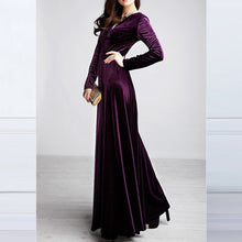 Deep V Neck High Waist Long Sleeve Velvet Dress