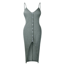 Sleeveless Front Button High Waist Ankle Length Dress
