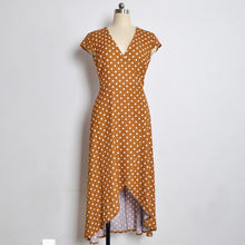Polka Dot V Neck Pront Split Long Dress