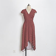 Polka Dot V Neck Pront Split Long Dress