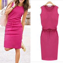 Casual Sleeveless O Neck Cotton Dress