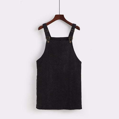 Retro Corduroy Dresses Casual Loose Dress Overall