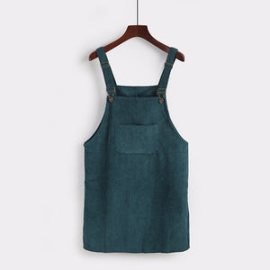 Retro Corduroy Dresses Casual Loose Dress Overall