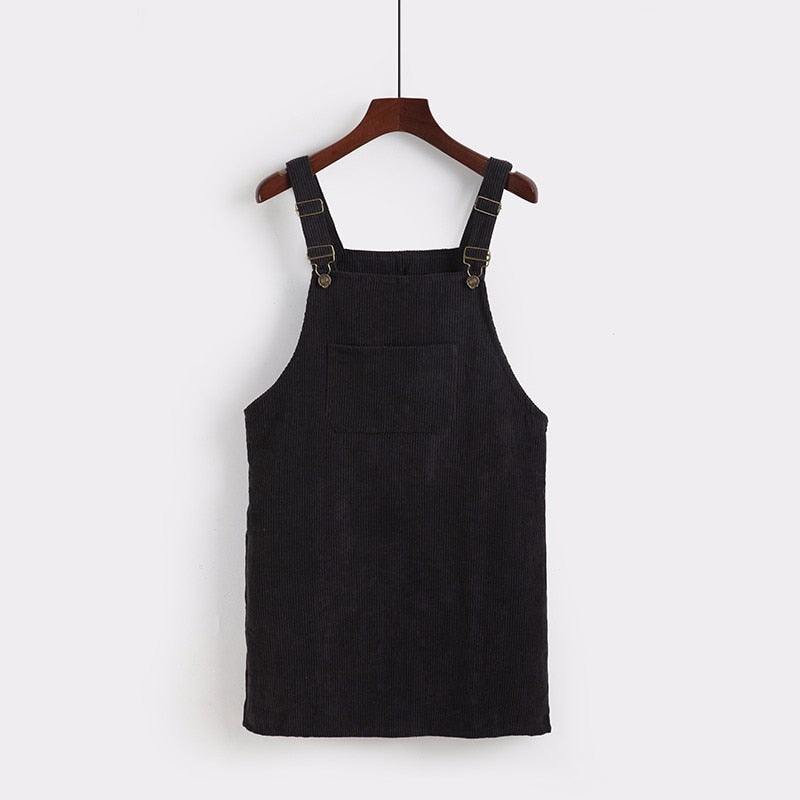 Retro Corduroy Dresses Casual Loose Dress Overall
