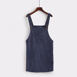 Retro Corduroy Dresses Casual Loose Dress Overall