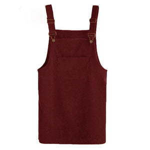 Retro Corduroy Dresses Casual Loose Dress Overall