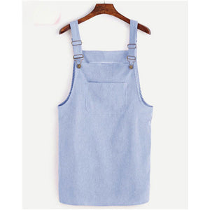 Retro Corduroy Dresses Casual Loose Dress Overall