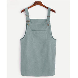 Retro Corduroy Dresses Casual Loose Dress Overall