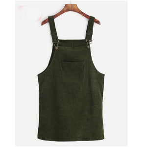 Retro Corduroy Dresses Casual Loose Dress Overall