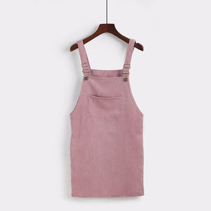 Retro Corduroy Dresses Casual Loose Dress Overall