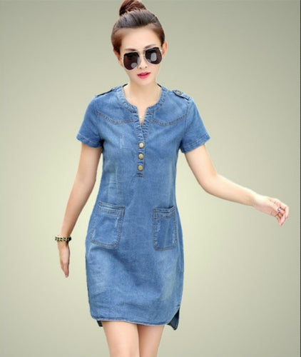 Casual Short Sleeve Denim Dress
