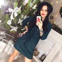 Half Sleeve Front Button Mini Dress With Belt