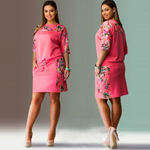 Floral Print Haft Sleeve Big Size Straight Dress