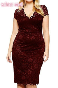 Short Sleeve Midi Lace Dress