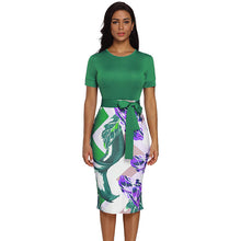 Floral Print Short Sleeve Pencil Midi Dress