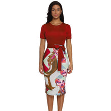 Floral Print Short Sleeve Pencil Midi Dress