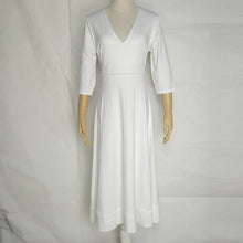 Deep V Neck Half Sleeve Midi Ball Gown Dress