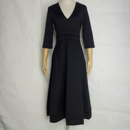 Deep V Neck Half Sleeve Midi Ball Gown Dress
