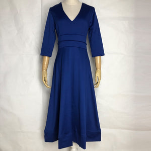 Deep V Neck Half Sleeve Midi Ball Gown Dress