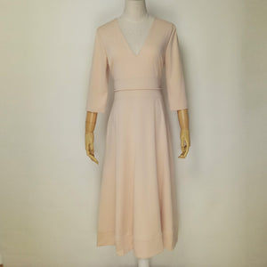 Deep V Neck Half Sleeve Midi Ball Gown Dress
