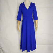 Deep V Neck Half Sleeve Midi Ball Gown Dress