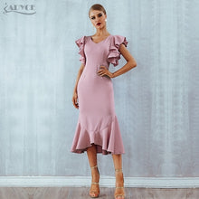 Ruffle Sleeveless Backless Bodycon Midi Dresses