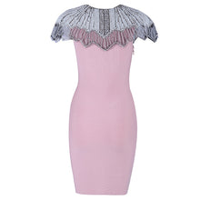Beads Short Sleeve Bodycon Mini Dress