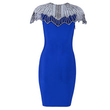 Beads Short Sleeve Bodycon Mini Dress