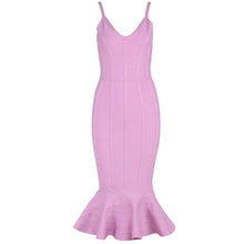 Deep V Neck Spaghetti Strap Bodycon Midi Dress