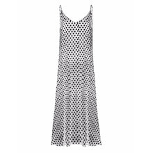 Deep V Neck Sleeveless Polka Dot Long Dress