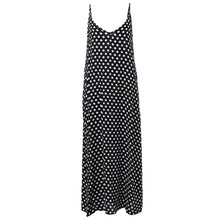 Deep V Neck Sleeveless Polka Dot Long Dress