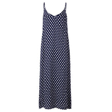 Deep V Neck Sleeveless Polka Dot Long Dress