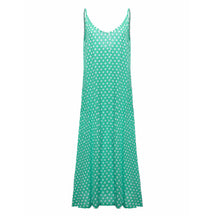 Deep V Neck Sleeveless Polka Dot Long Dress