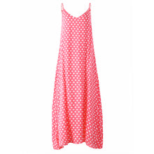 Deep V Neck Sleeveless Polka Dot Long Dress
