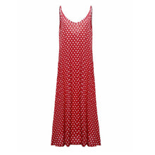 Deep V Neck Sleeveless Polka Dot Long Dress