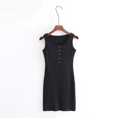 O Neck Sleeveless Bodycon Mini Dress