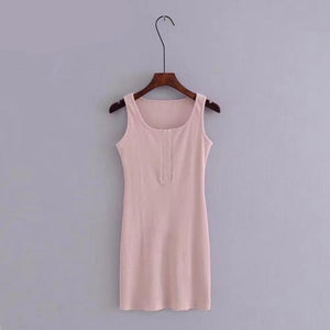 O Neck Sleeveless Bodycon Mini Dress