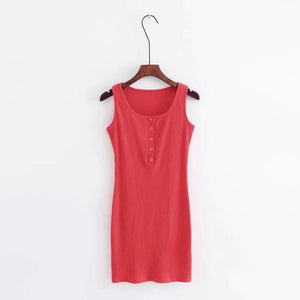 O Neck Sleeveless Bodycon Mini Dress