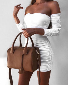 Sexy Off Shoulder Mini Dress With A Long Sleeves