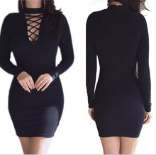 Long Sleeve V Neck Knitted Mini Dress