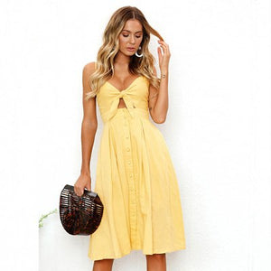 Polka Dots Print Deep V Neck Cami Dress