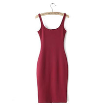 Sleeveless Back Split Stretch Bodycon Midi Dress