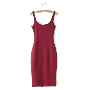 Sleeveless Back Split Stretch Bodycon Midi Dress