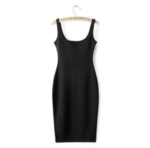 Sleeveless Back Split Stretch Bodycon Midi Dress