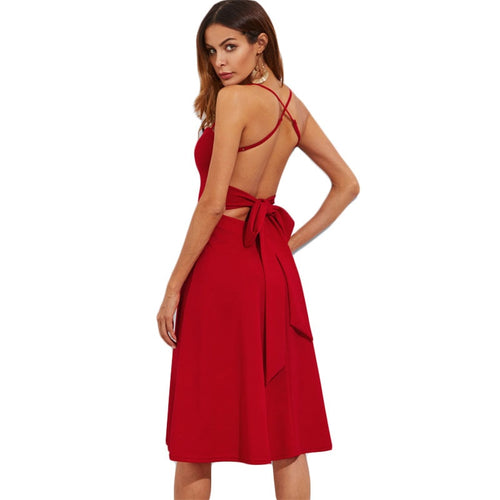 Spaghetti Strap Backless A Line Dress
