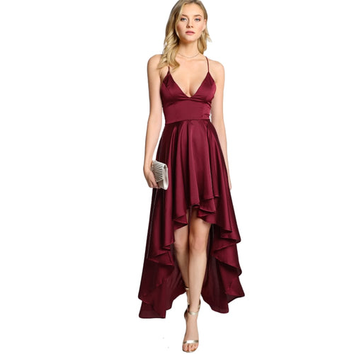 Deep V Neck Spaghetti Strap Sleeveless Maxi Dress