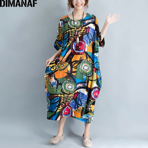 Colorful Half Sleeve Large Size Dress